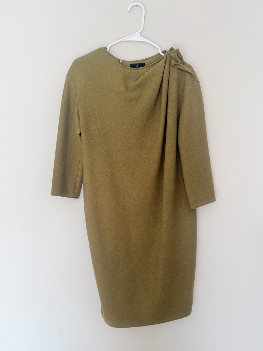 LANVIN COLLECTION Korea 100% Wool Draped Bow Shoulder Sheath Dress Size 88